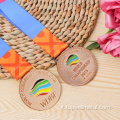 Medaglia di medaglia in lega di zinco 2D personalizzata medaglia sportiva